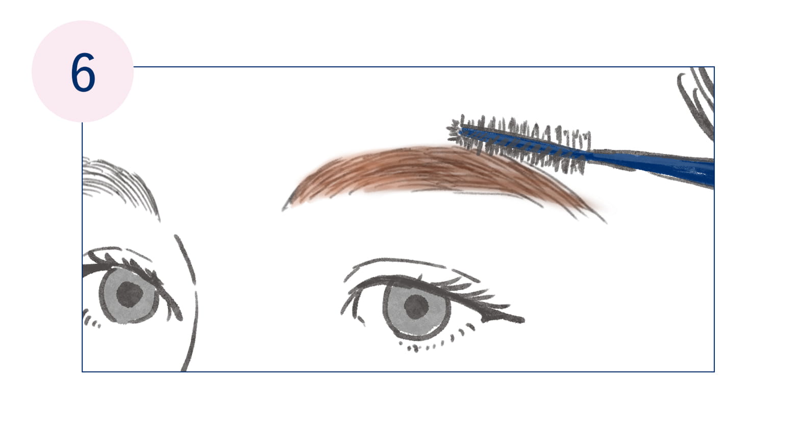 眉の上下の輪郭をぼかす”