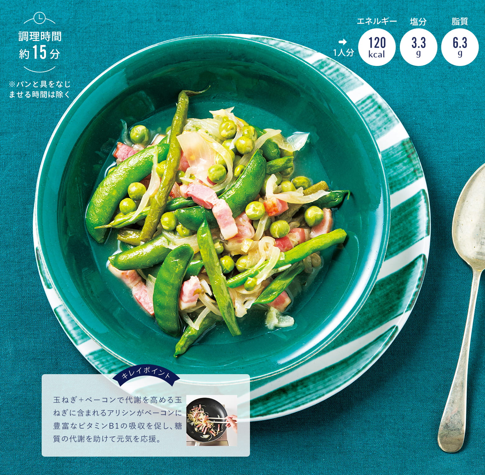 さや豆とベーコンのエチュベ